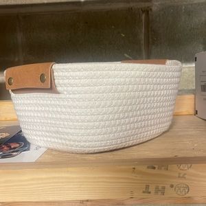 Decorative Coiled Rope Square Base Tapered Basket